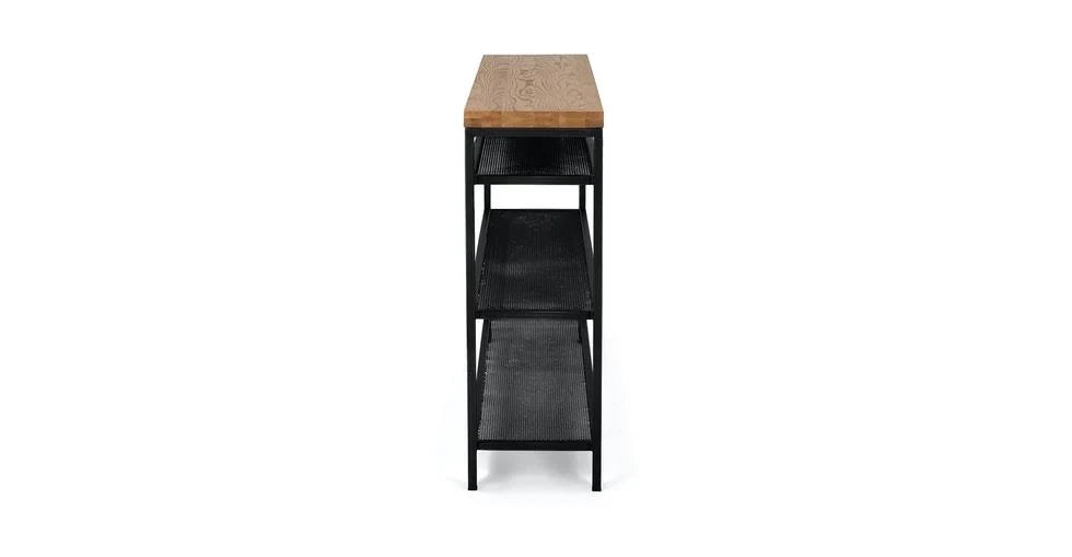 Rustic Oak Metal Console Cart E7557