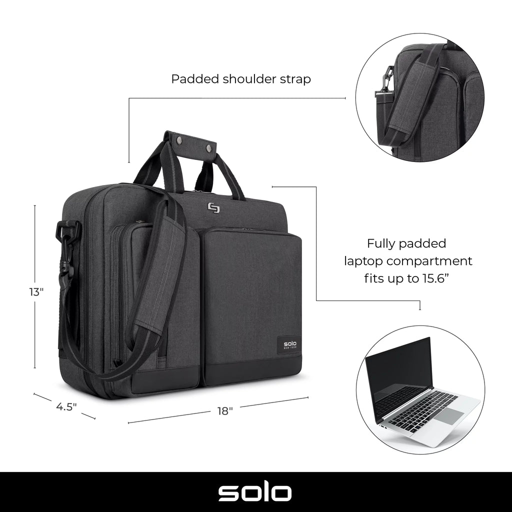 Gray Laptop Briefcase Backpack M620