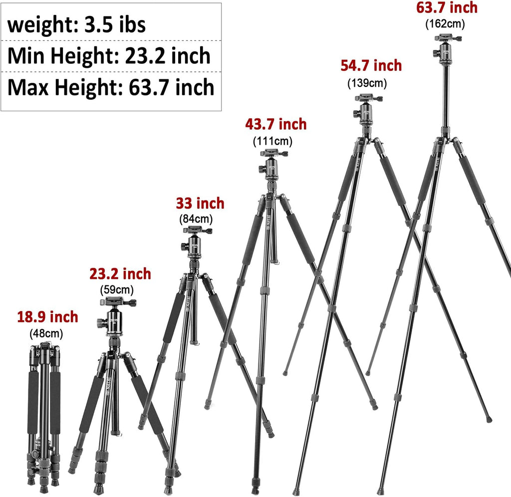 Lightweight Aluminum Camera Tripod with Ball Head and Phone Holder A394907