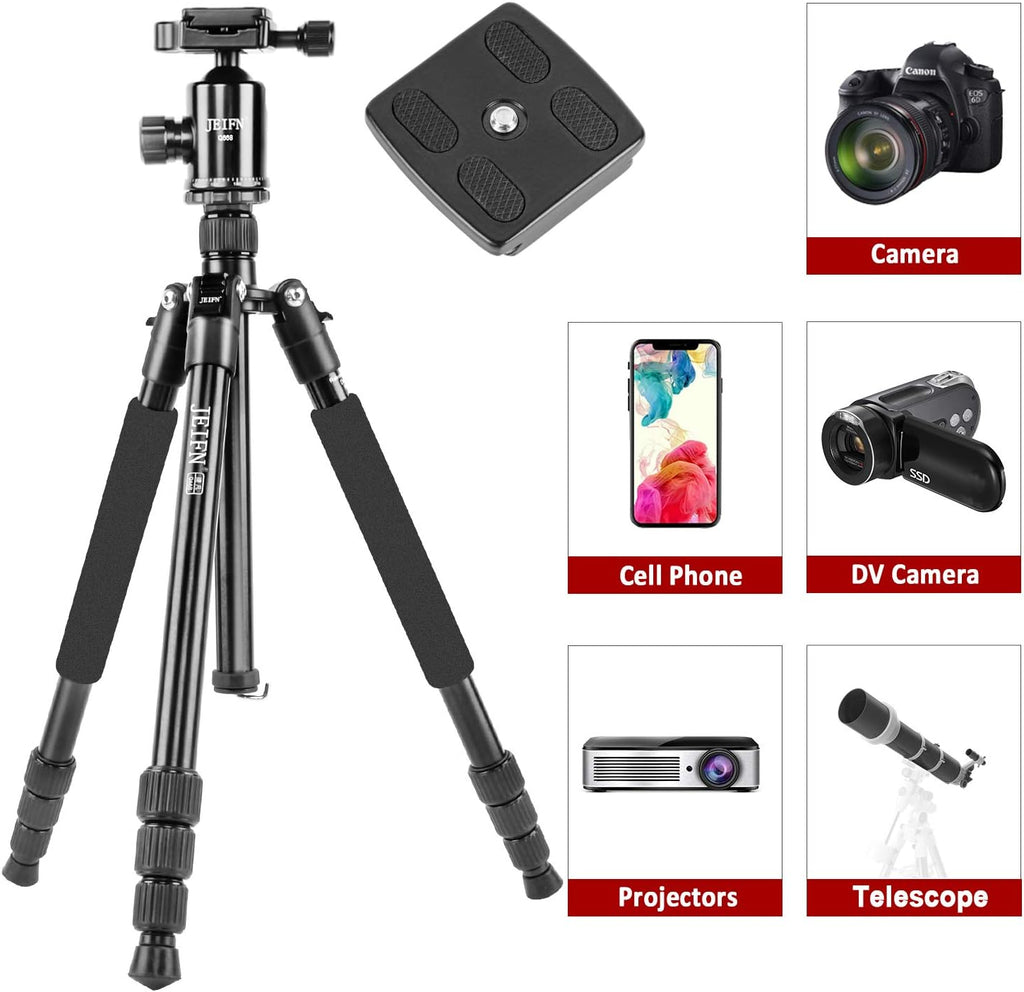 Lightweight Aluminum Camera Tripod with Ball Head and Phone Holder A394907