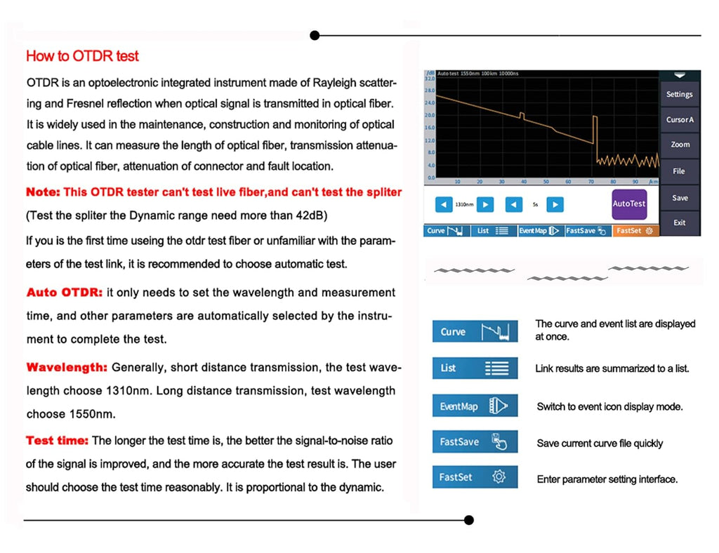 Single Mode OTDR 1310/1550nm 26/24dB 4.3 inches Touch Screen Optical Network Tester with FC/UPC-FC/APC-SX Connector T99409