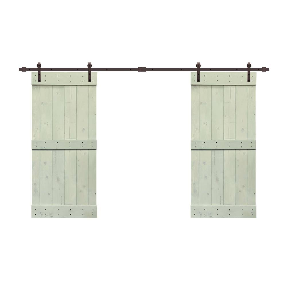Sage Green Double Barn Door with Hardware Kit V4553