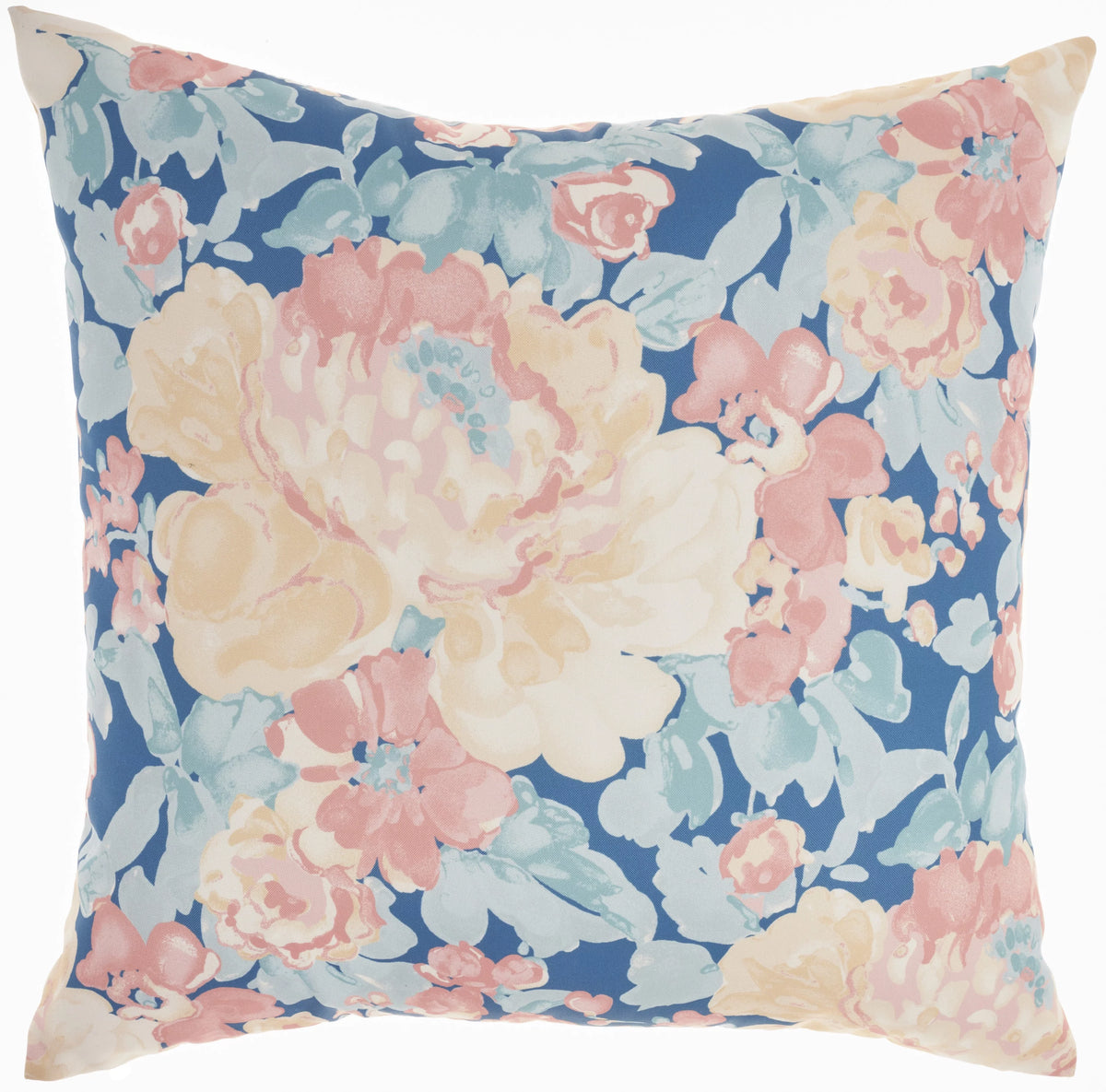 Blue Ivory Indoor Outdoor Washable Throw Pillow P4286