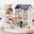Wooden 6-Room 1:12 Scale Dollhouse with 26 Furniture T3236