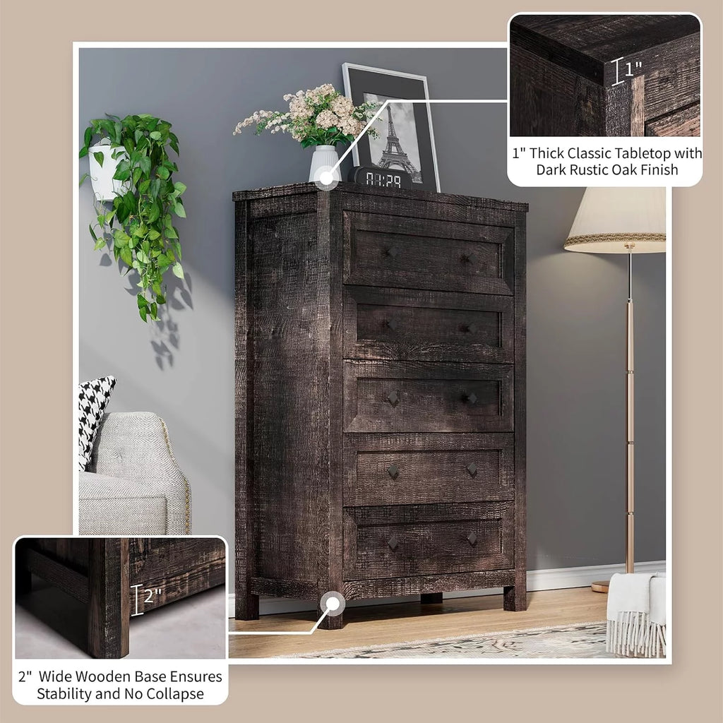 5 Drawer Wood Dresser X647