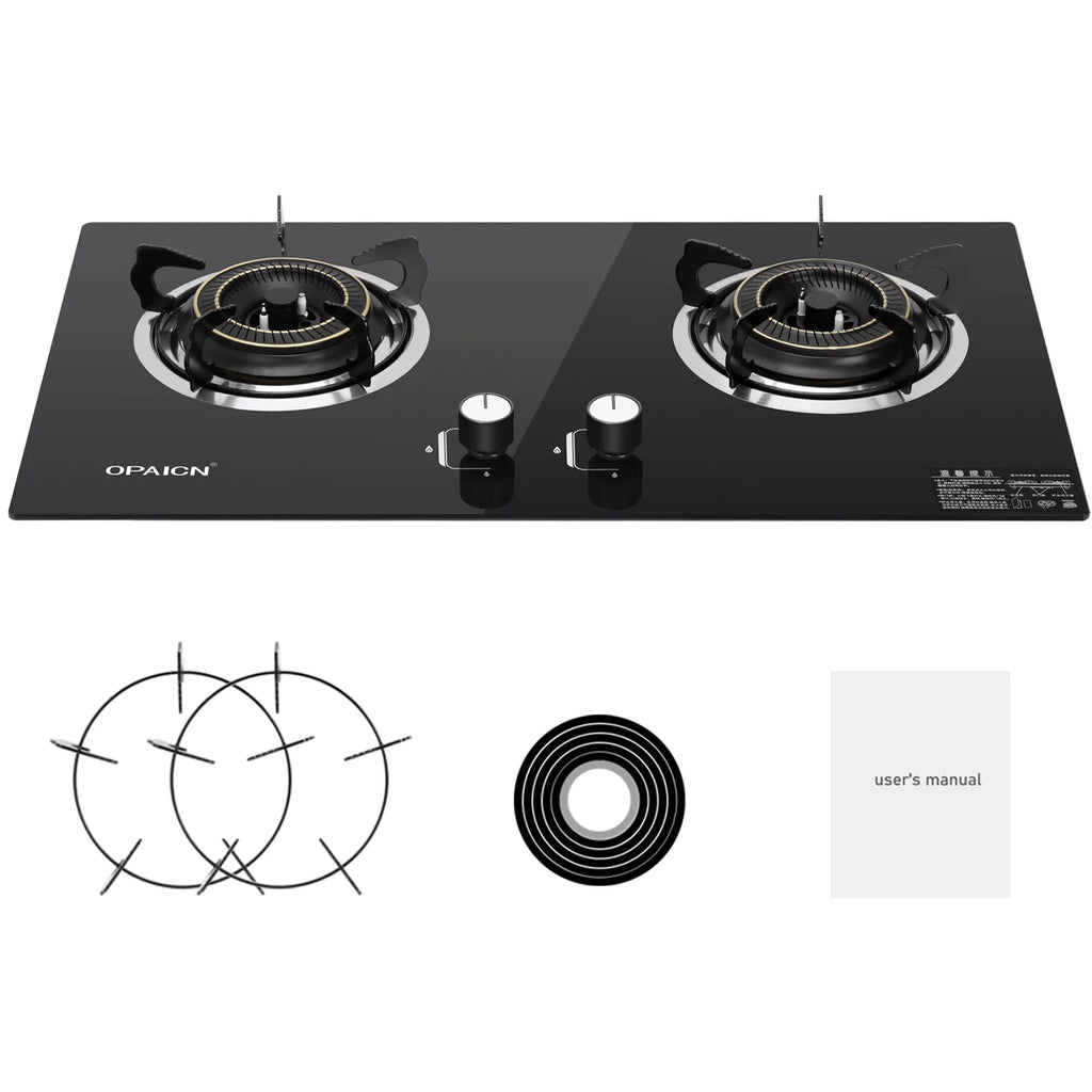 Double Burner Gas Stove Tempered Glass Cooktop E593
