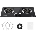 Double Burner Gas Stove Tempered Glass Cooktop E593