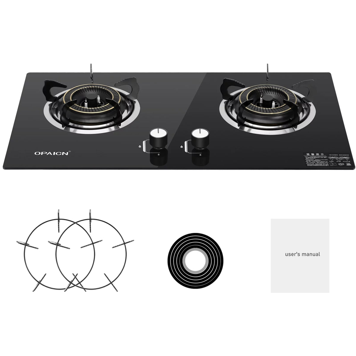 Double Burner Gas Stove Tempered Glass Cooktop E593