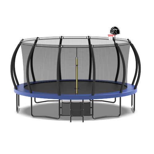 16FT Trampoline with Basketball Hoop and Safety Enclosure Net Y676