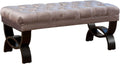 Light Beige Tufted Fabric Ottoman Bench N944