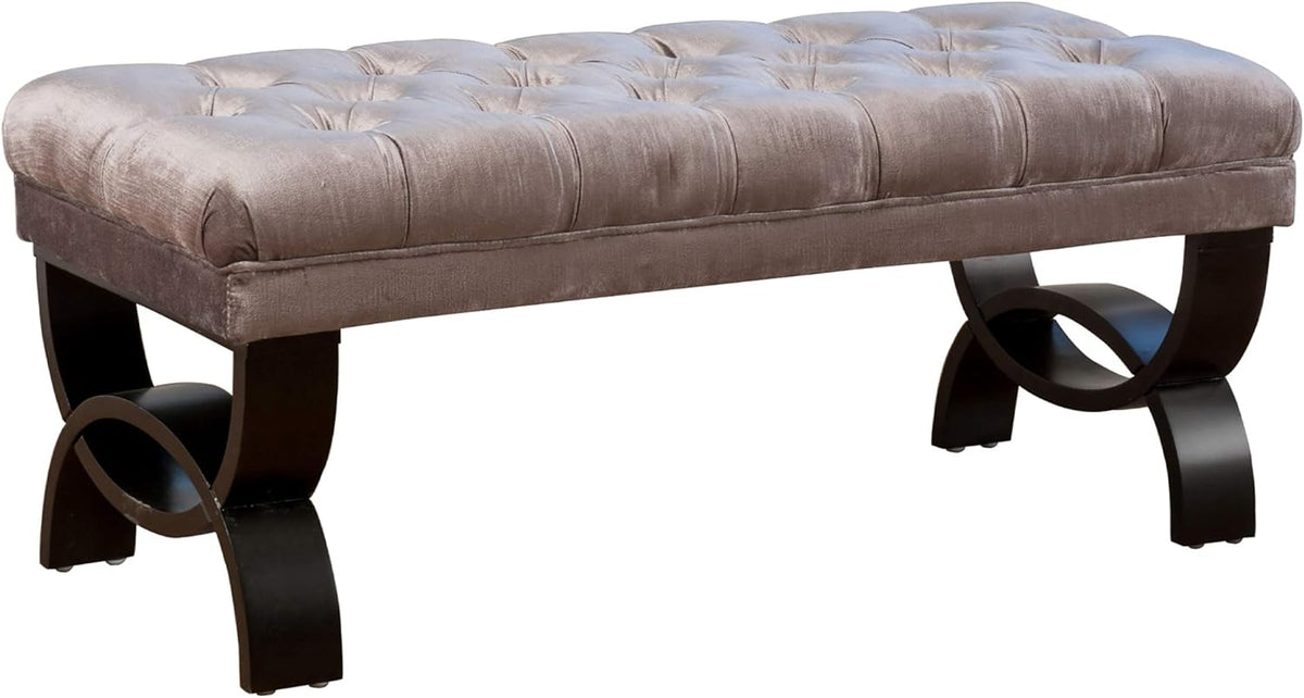 Light Beige Tufted Fabric Ottoman Bench N944