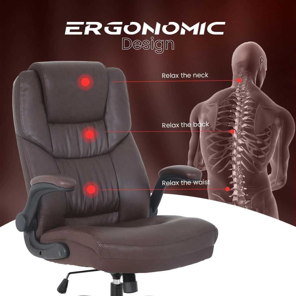 Brown Ergonomic PU Leather Office Chair J46536