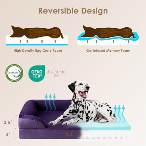 Grey Waterproof Memory Foam Large Dog Bed with Washable Removable Cover G9112