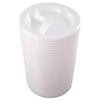 White 3 Compartment Laminated Foam Plate F590