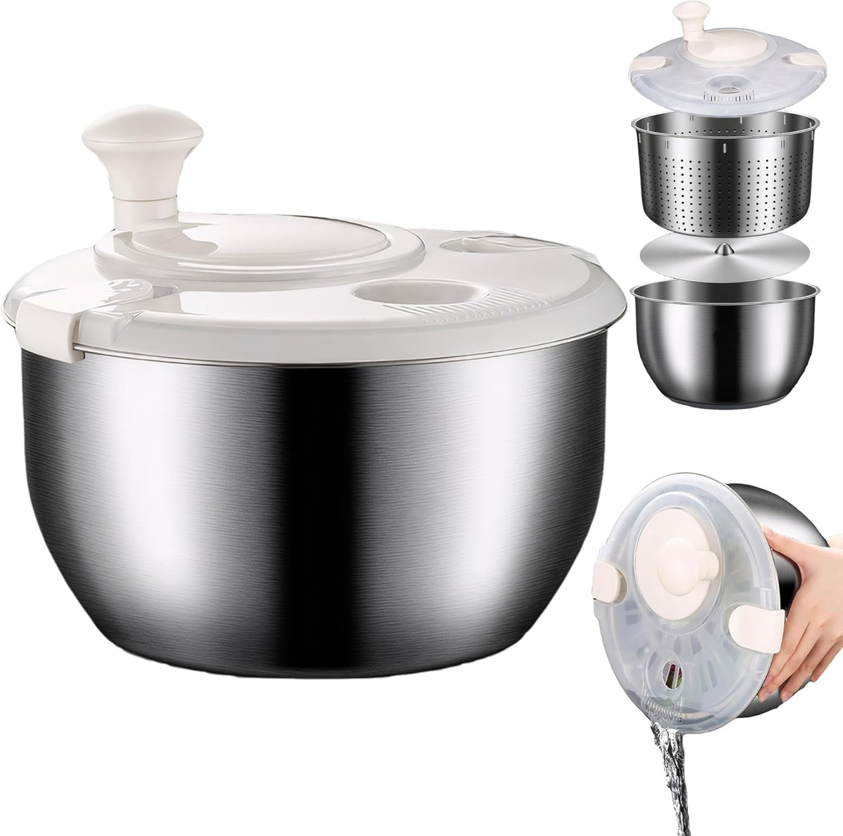 6L Stainless Steel Salad Spinner C213