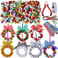 14 Sets Wreath Tree Ornaments Craft Kit with Ribbons, Bows and Bells B712