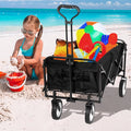 Collapsible Heavy Duty Utility Wagon Cart with All-Terrain Wheels, Black Q278991
