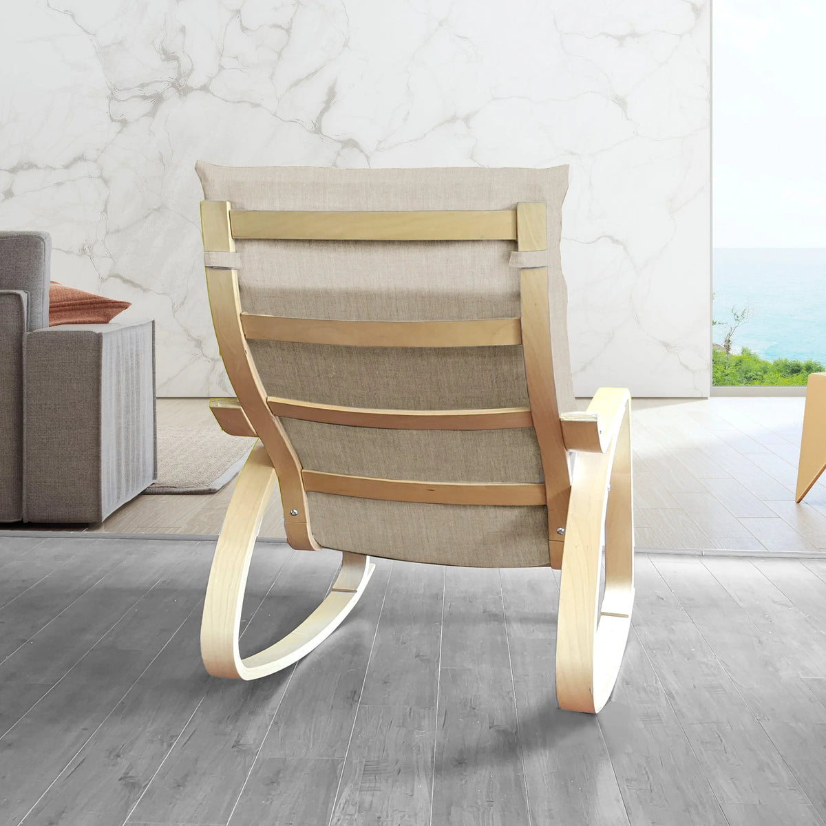 Beige Linen Chair and Footstool Slip Covers J602913