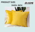 Set of 2 Velvet Decorative Throw Pillow Covers Square with Fringe Cushion Case Q5782