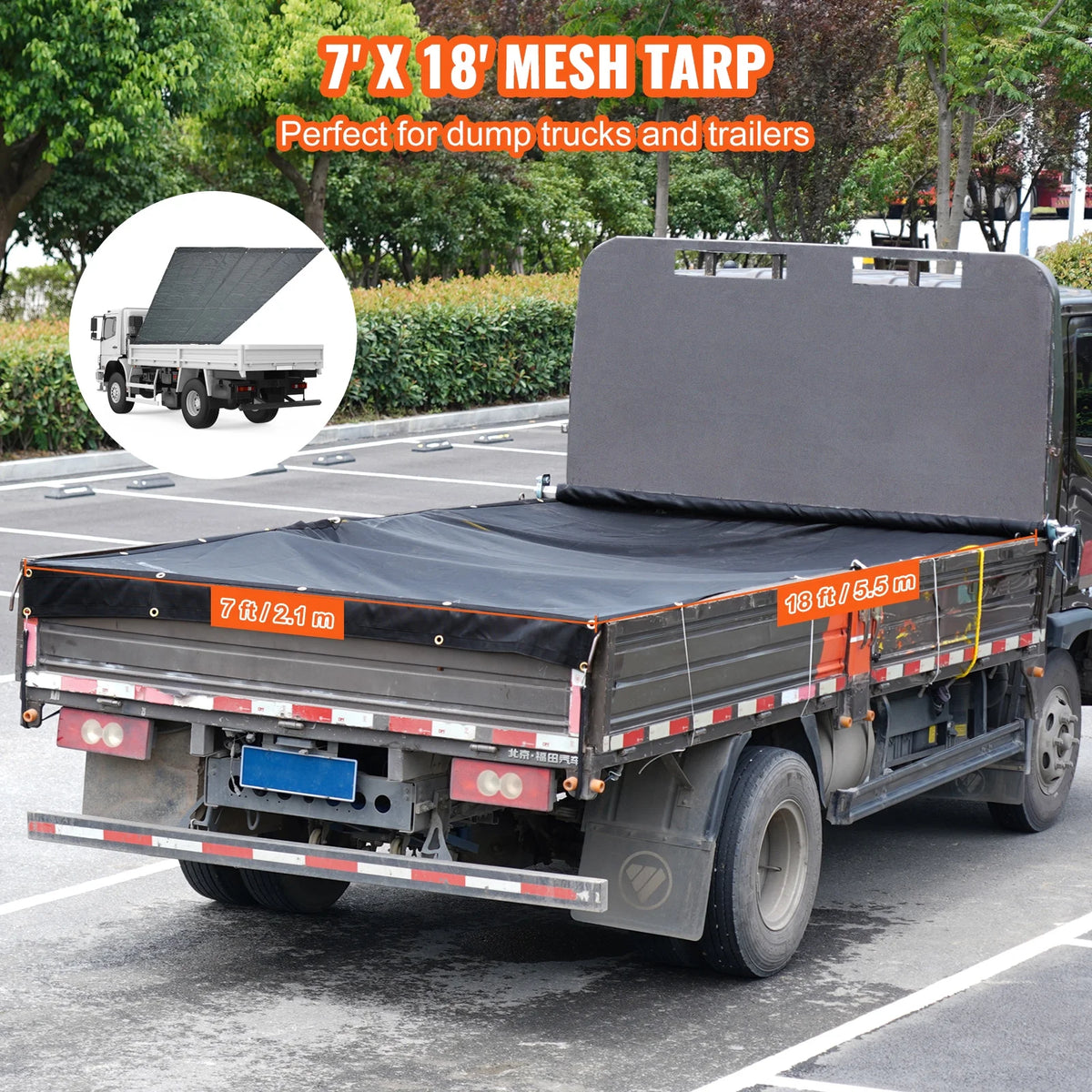 7 x 18 ft PVC 18oz Double Pockets Trailer Tarp E33945