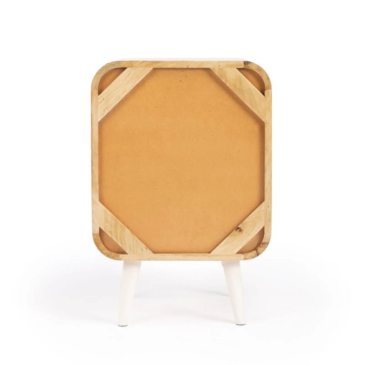 Beige Mango Wood End Table with Storage N55566