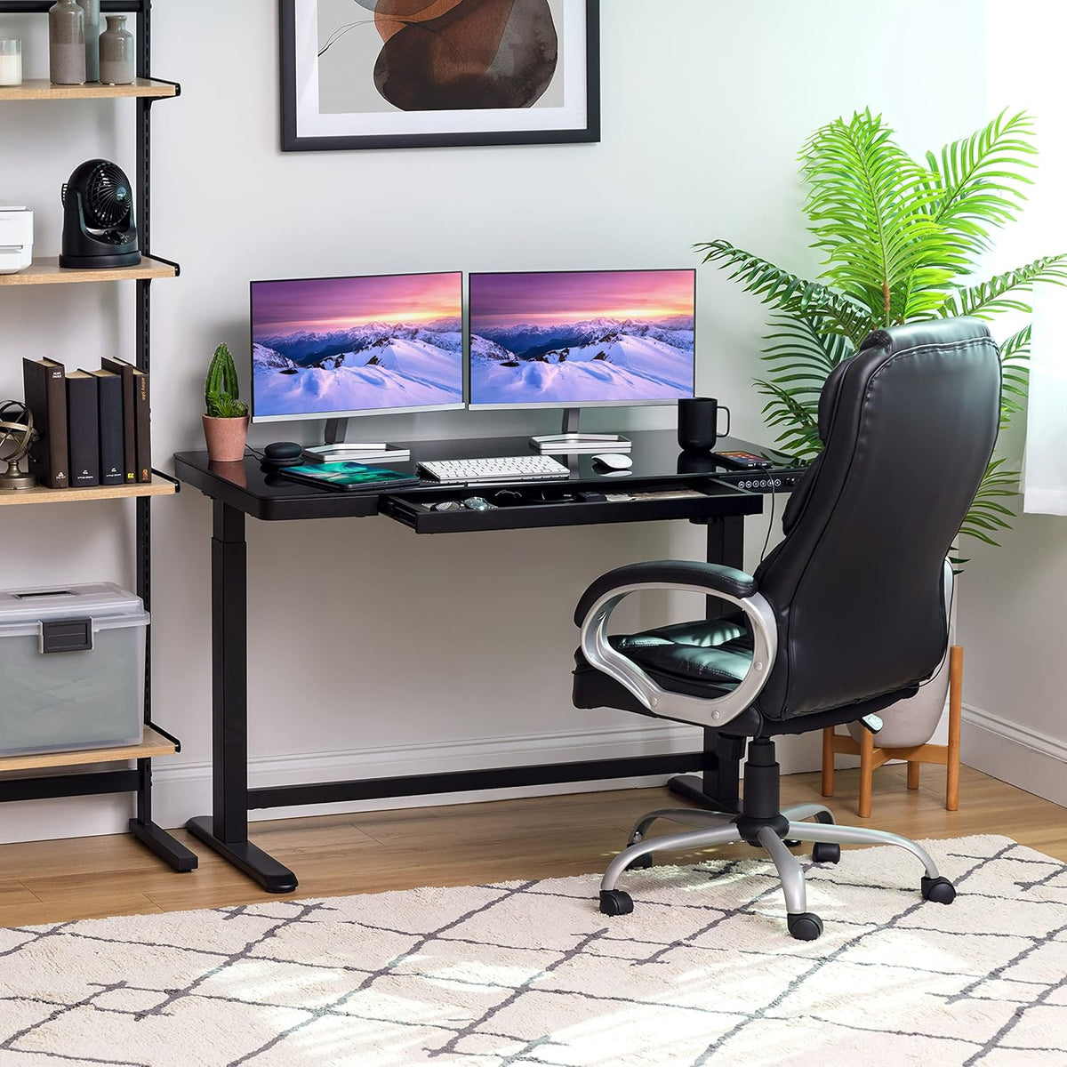 48 x 24 Inch Electric Height Adjustable Standing Desk with Drawer and USB Ports V7205
