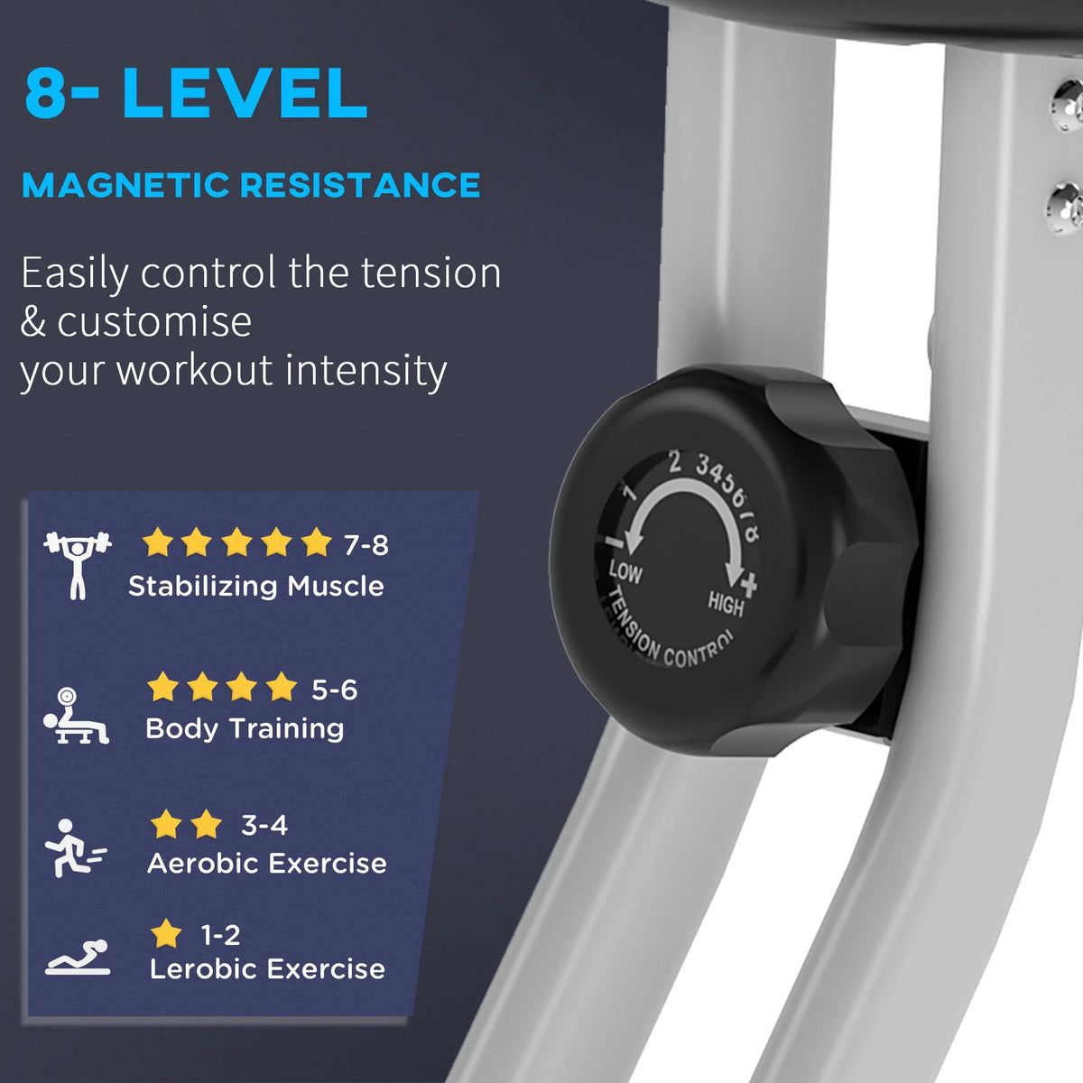 Folding Upright Stationary Indoor Bike with 8 Levels of Magnetic Resistance M467067