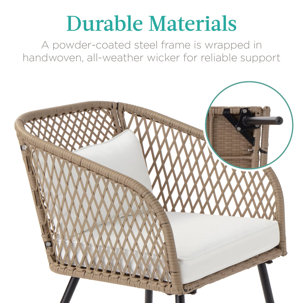 3-Piece Outdoor Wicker Bistro Set with 2 Chairs and Side Table Y927