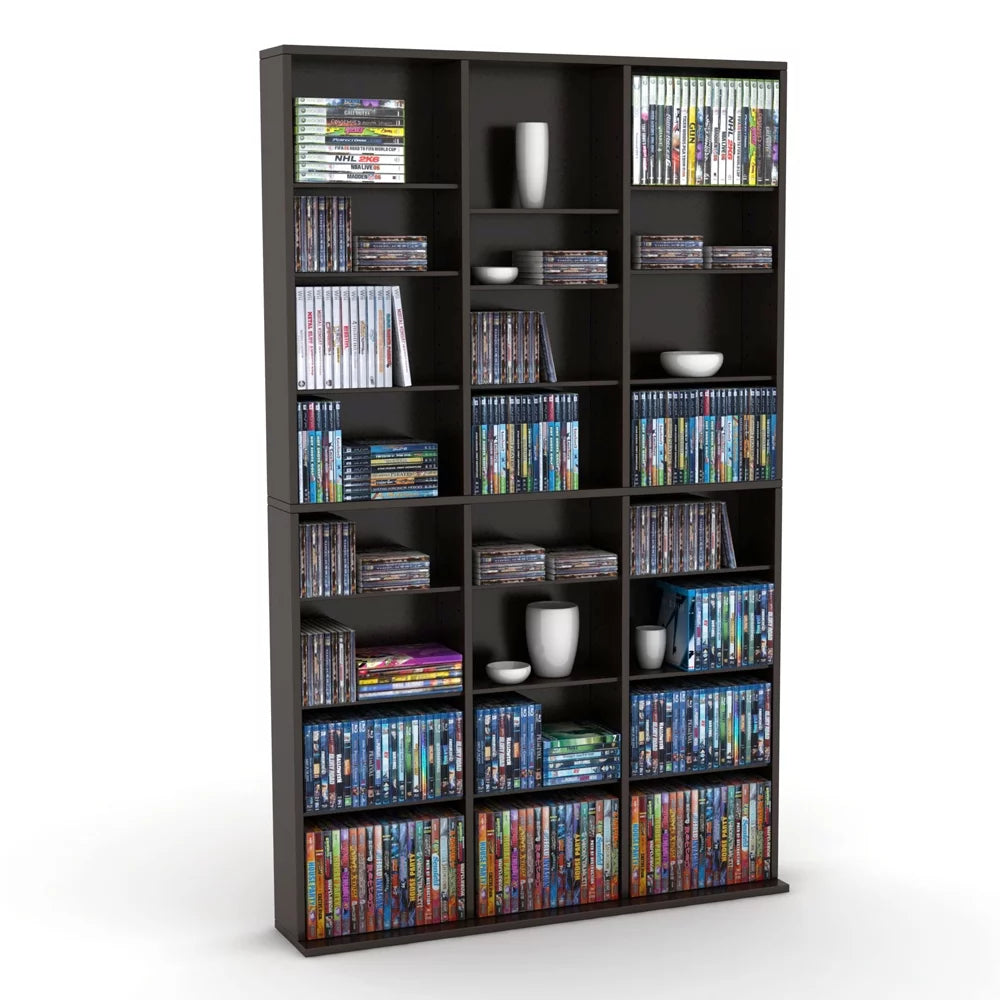 Adjustable Wood Media Storage Shelf Bookcase W95864