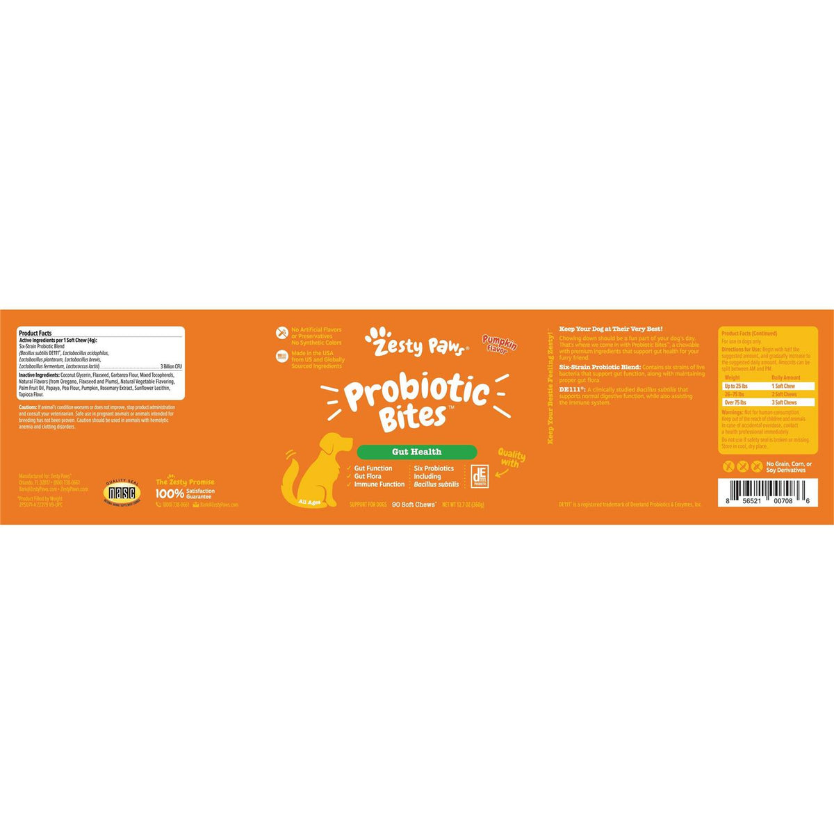 Probiotic Bites Digestive Supplement for Dogs Chicken 90 Soft Chews G718