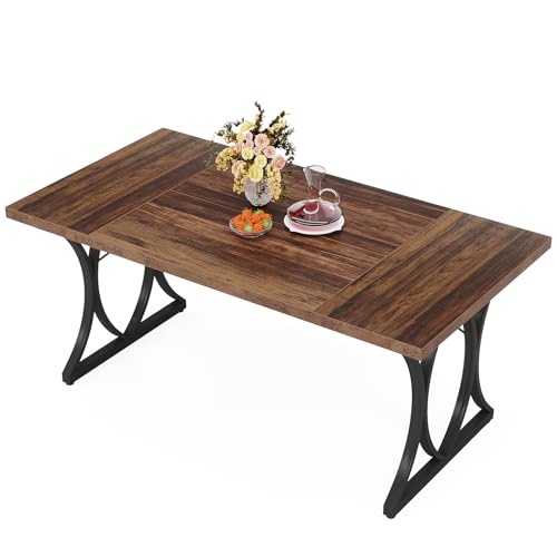 Brown Black Rectangle Dining Table U22658