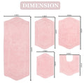 5 Piece 100% Cotton Non-Slip Bathroom Rug Set with Contour Pink F670