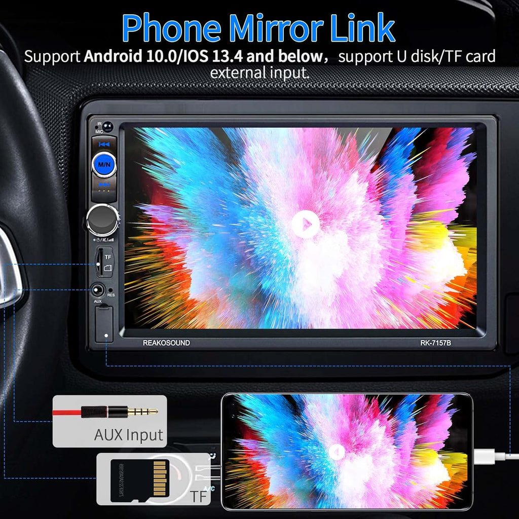 7 Inch Touch Screen Double Din Car Stereo with Bluetooth Backup Camera T35902