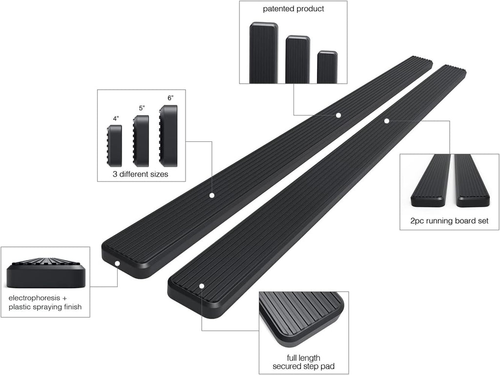 4in Black Running Boards D639