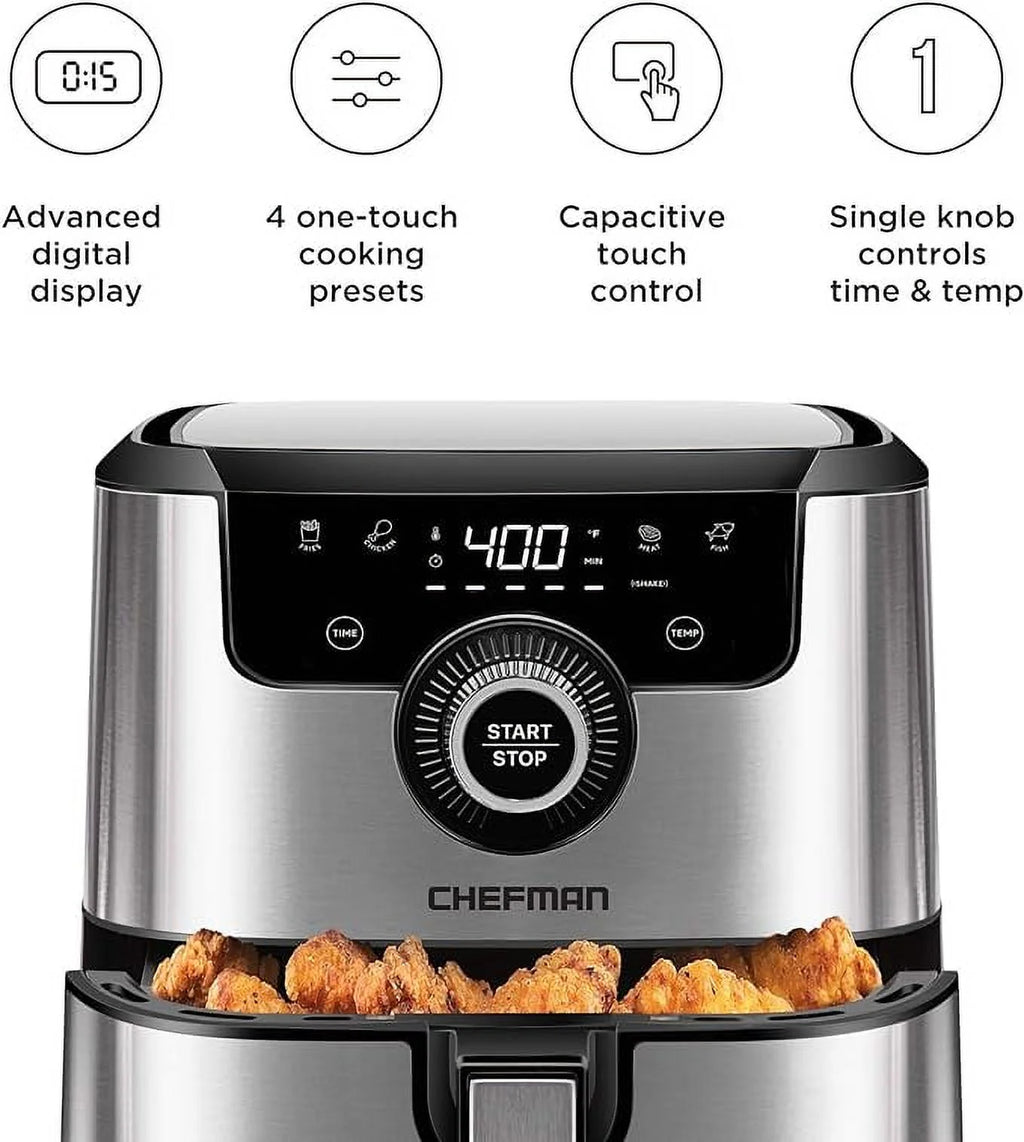 Open Box CHEFMAN Air Fryer 4.5 Qt SILVER C822