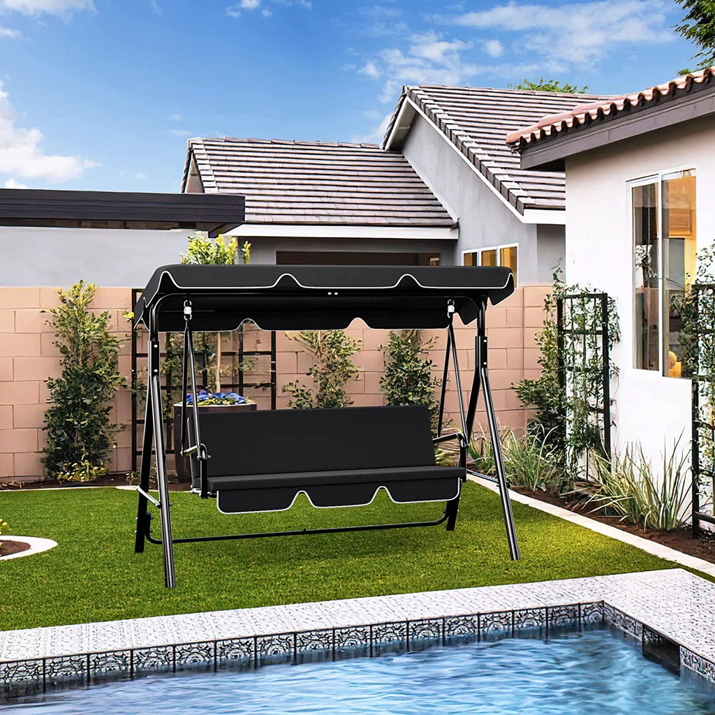 3-Person Outdoor Canopy Patio Swing Chair with Stand M8457