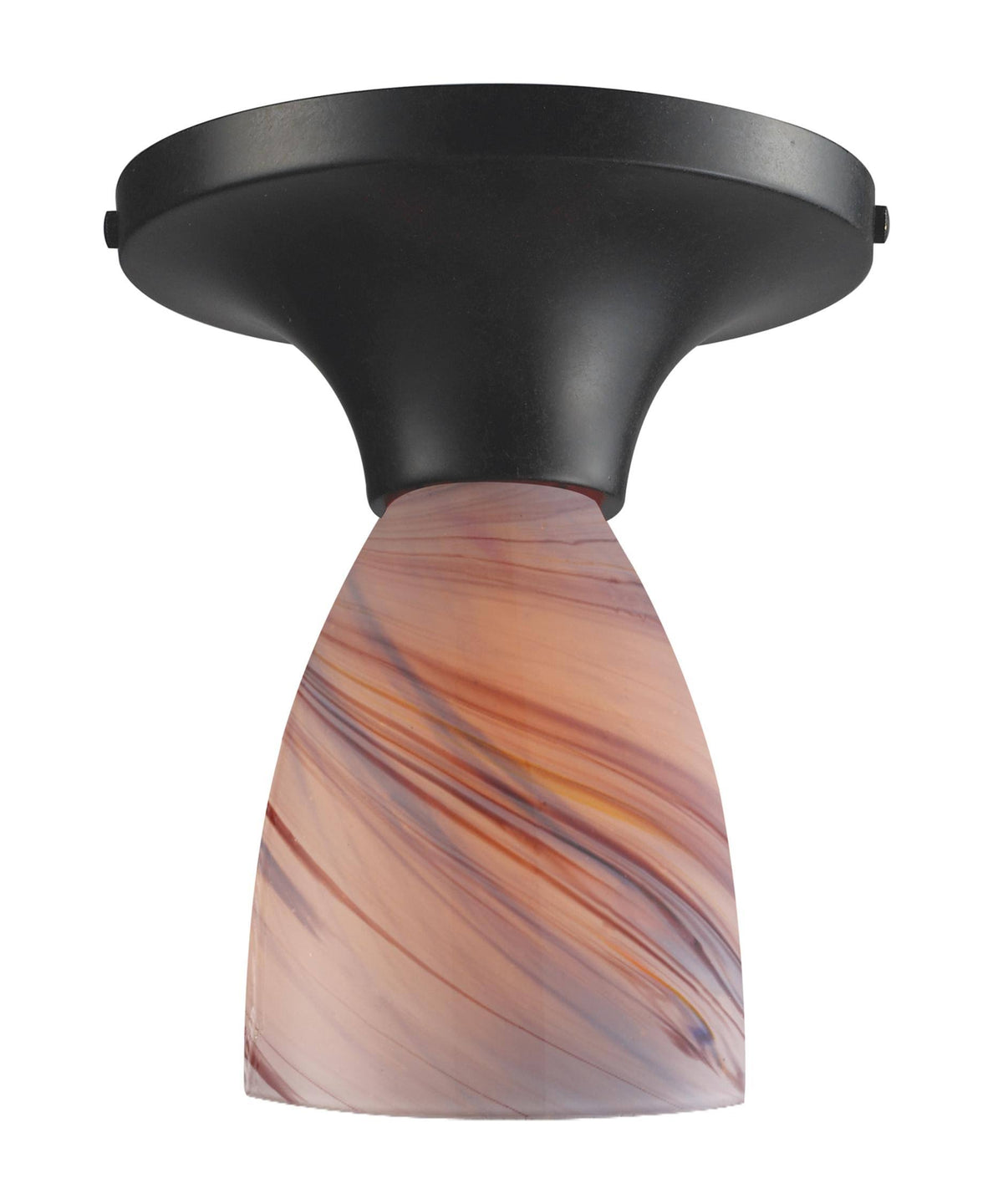 1 Light Semi Flush in Dark Rust and Creme Glass S858633