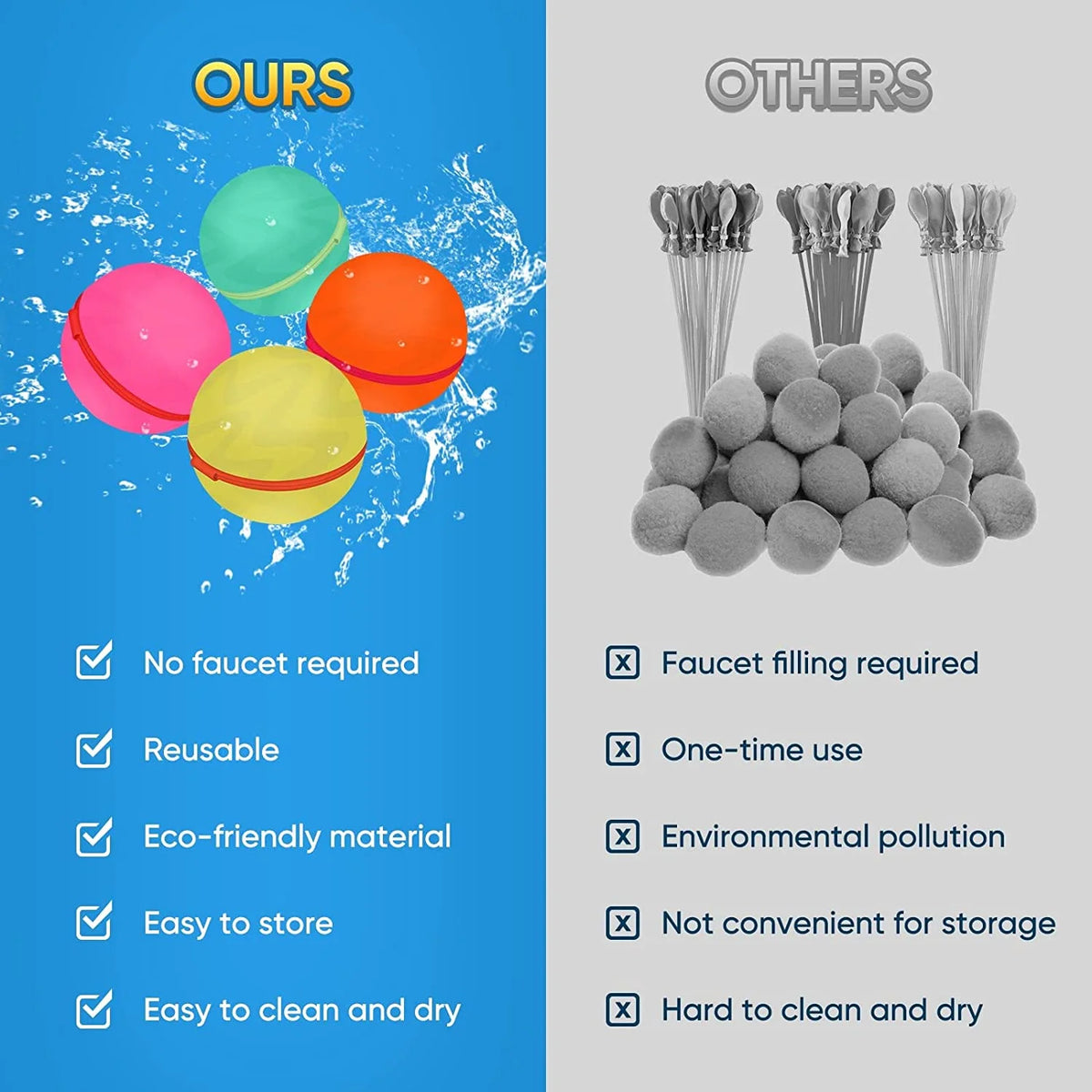 6 pcs Reusable Water Balloons for Kids C650892