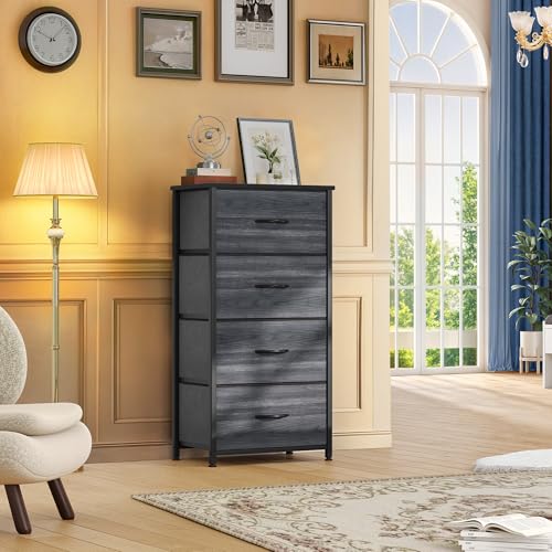 4 Drawer Fabric Dresser with Wooden Top A427