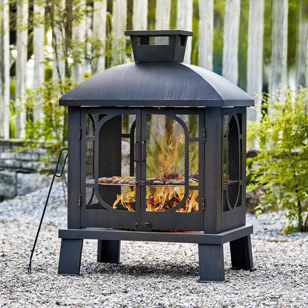 45 Inch Wood Burning Fire Pit with Grill Grate U3187