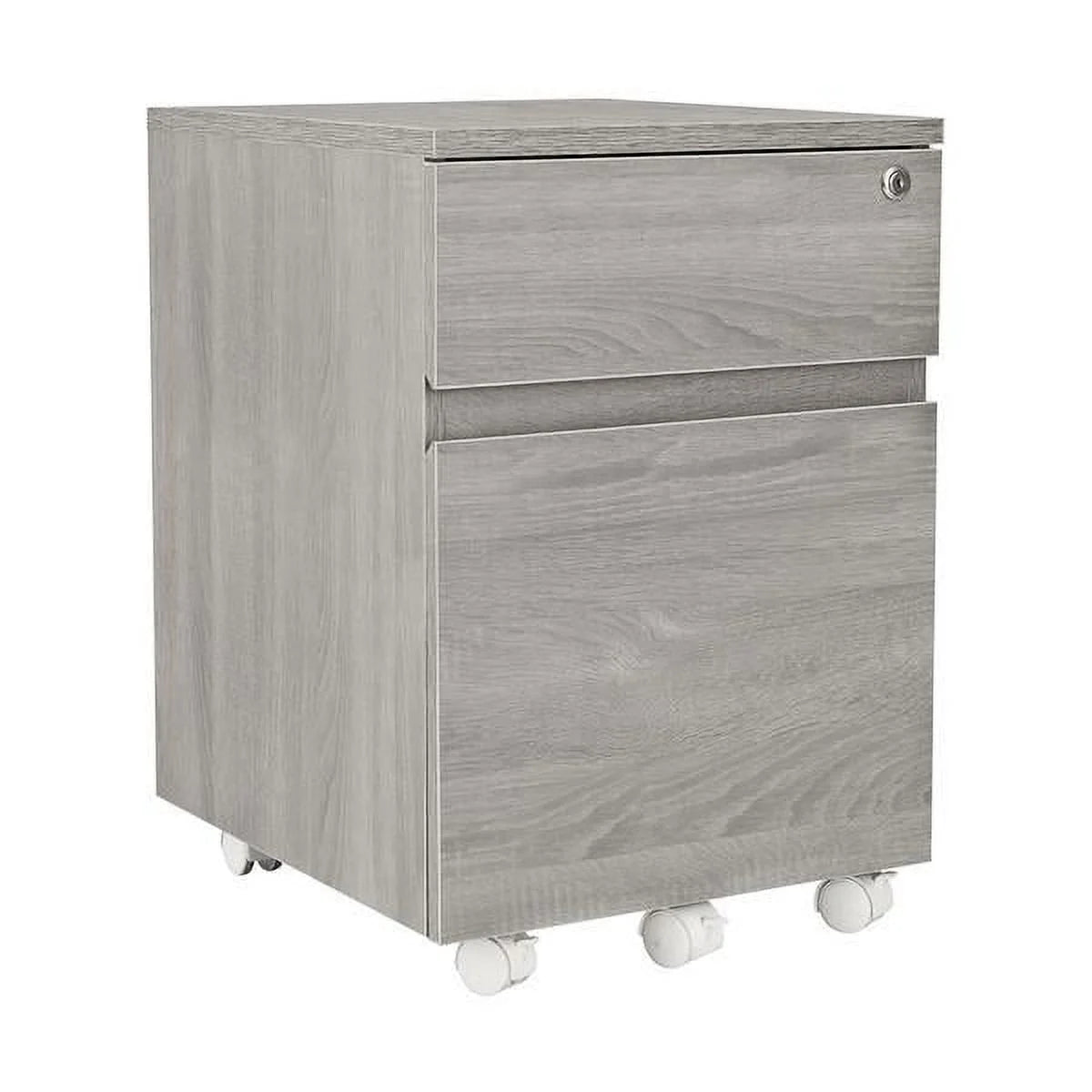 Grey Two Drawer Vertical Filing Cabinet with Lock W40589