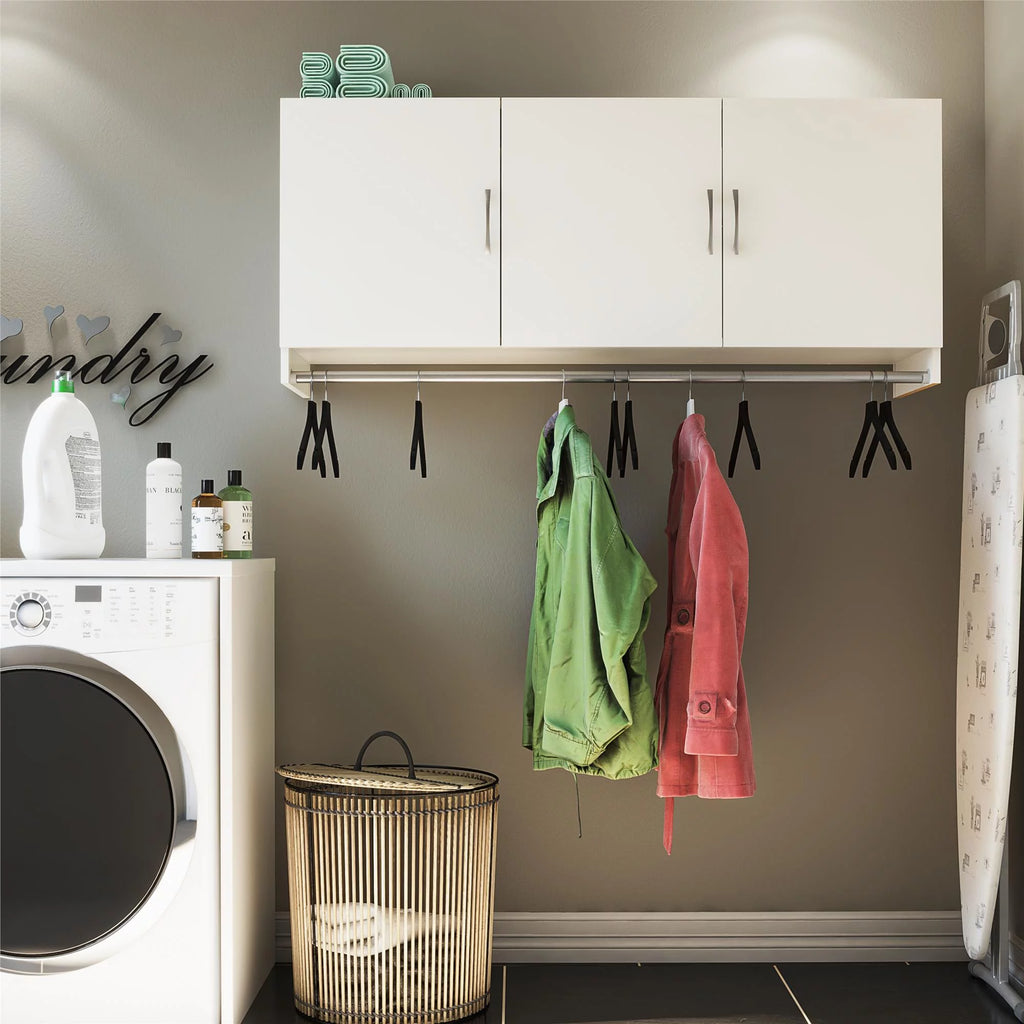 White 3 Door Wall Cabinet with Hanging Rod I1820