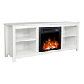 White 4 Cubby Electric Fireplace TV Stand D744
