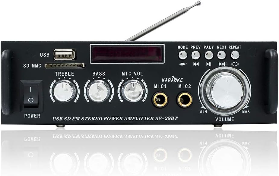 Bluetooth 5.0 Stereo Audio Amplifier Receiver with USB, SD Card, FM Radio, Remote Control U448029
