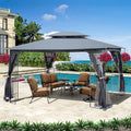 Gray Outdoor Patio Gazebo Canopy Tent With Ventilated Double Roof And Mosquito Net X606