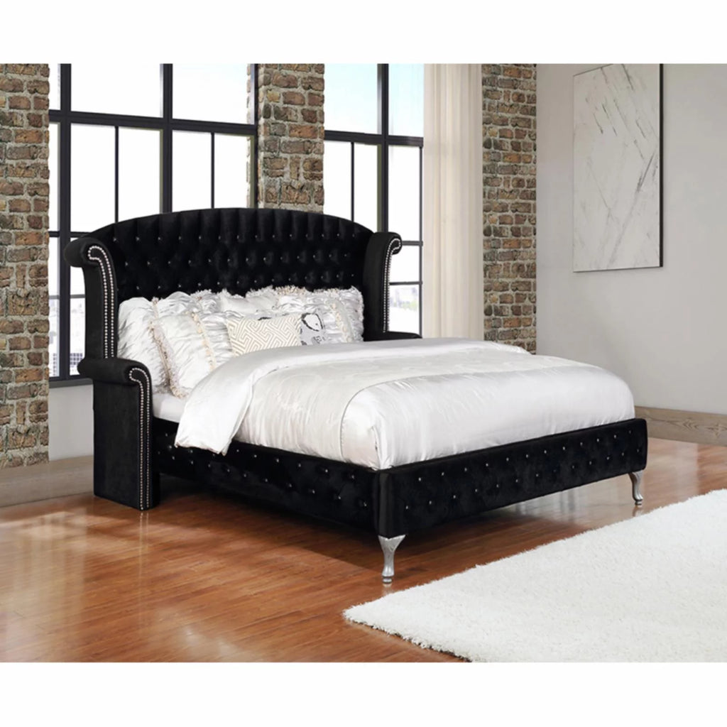 Gray Tufted Velvet Upholstered King Bed C950