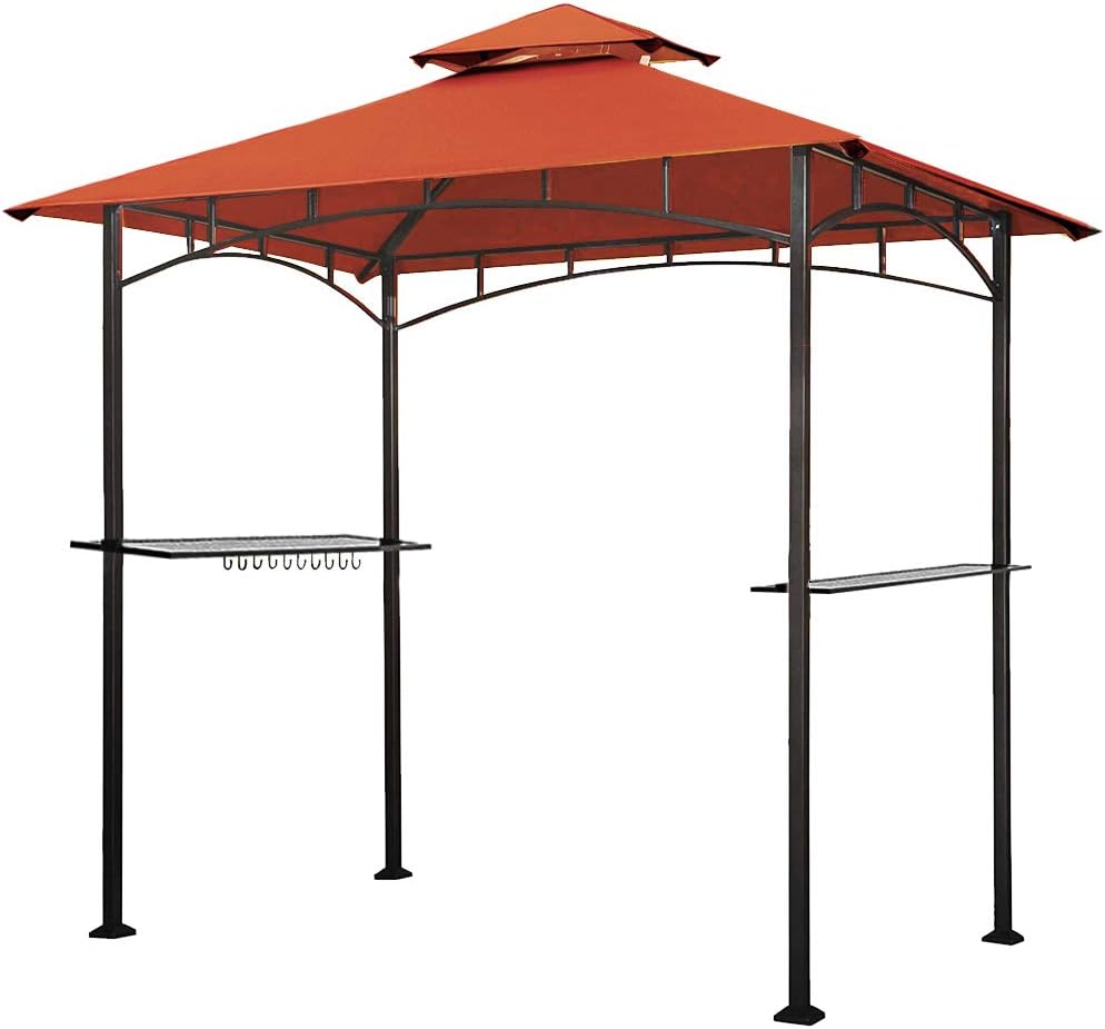5x8 Grill Gazebo with Double Tier Canopy and Steel Frame X8393