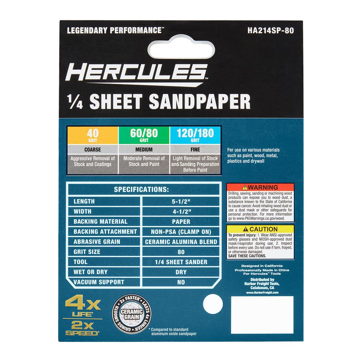 4-1/2 in. x 5-1/2 in. 80-Grit 1/4 Sheet Ceramic Sandpaper 5-Pack K759