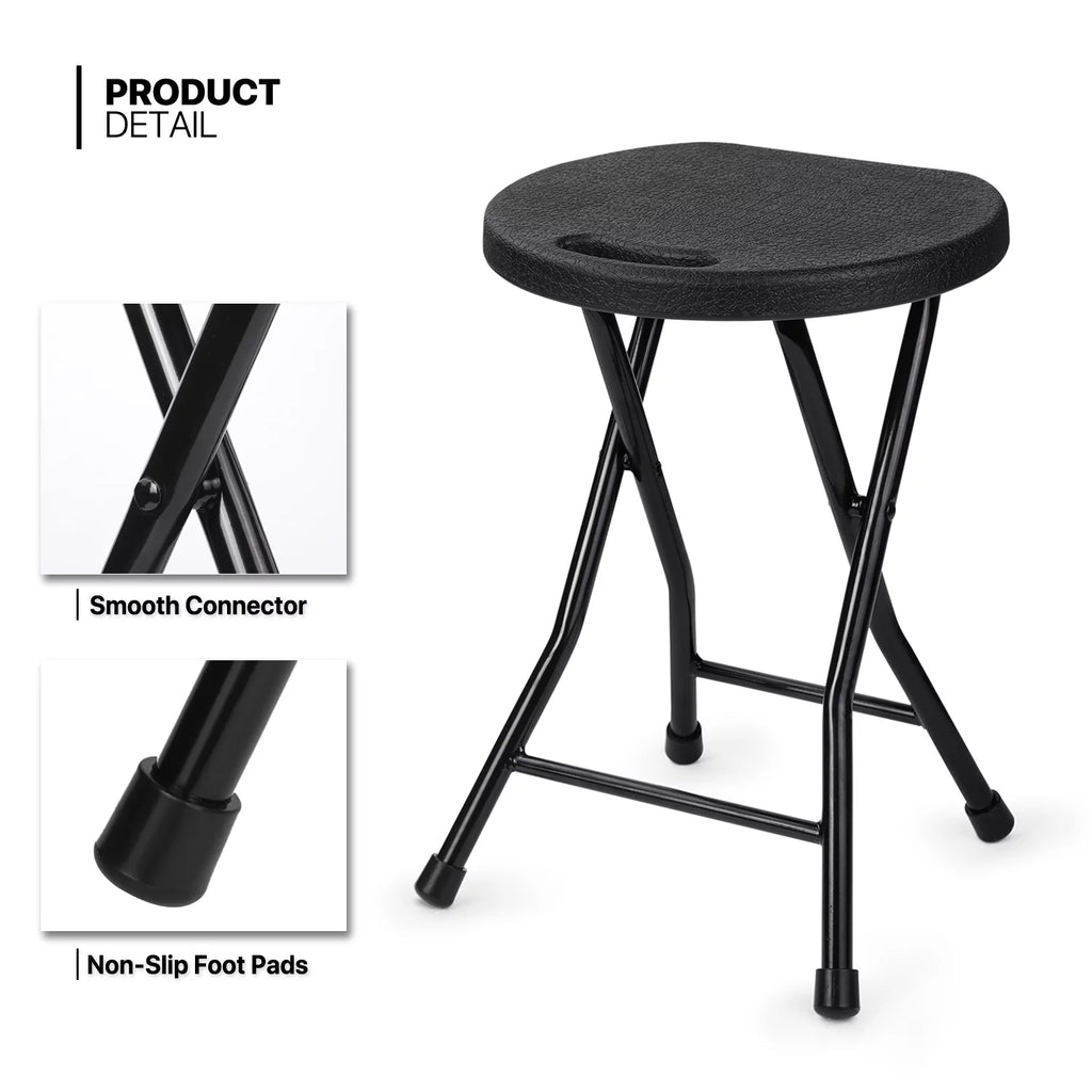 7 Pieces 2.6 FT Folding Round Black Table and Chair Set D962