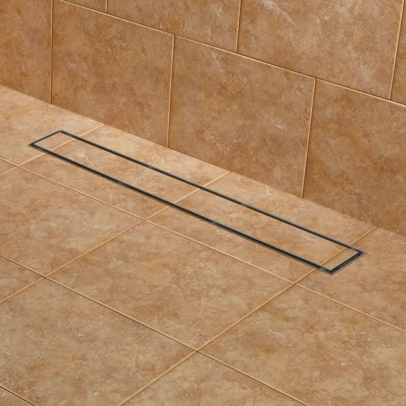 Brushed Stainless Steel Linear Shower Drain with Flange L184676